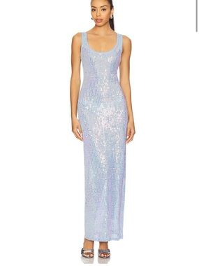 Katrine Maxi Dress in Light Blue Sequin